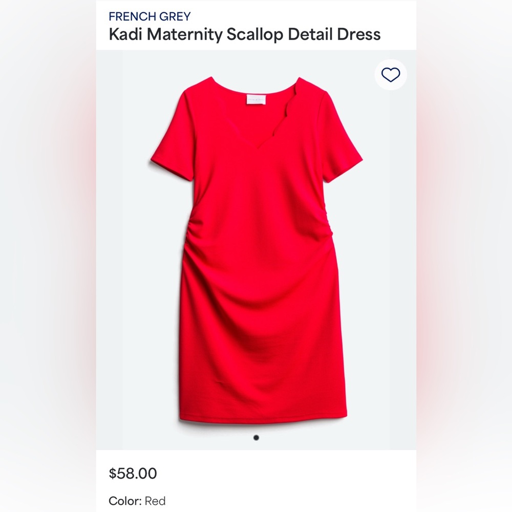 French Grey Scalloped Red Maternity Dress size XS